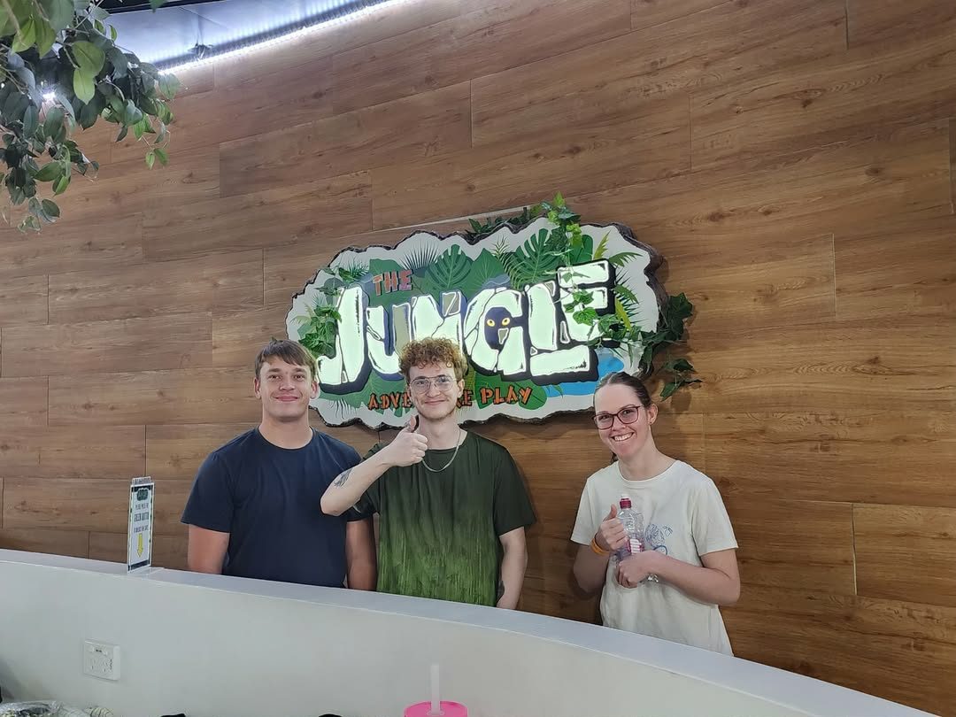Three people at The Jungle indoor adventure play centre