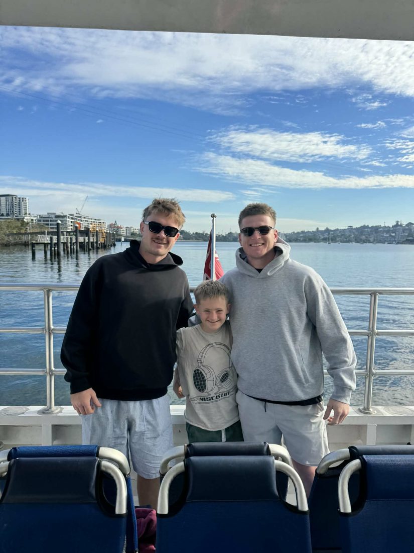 A group enjoying a sunny day on the waterfront